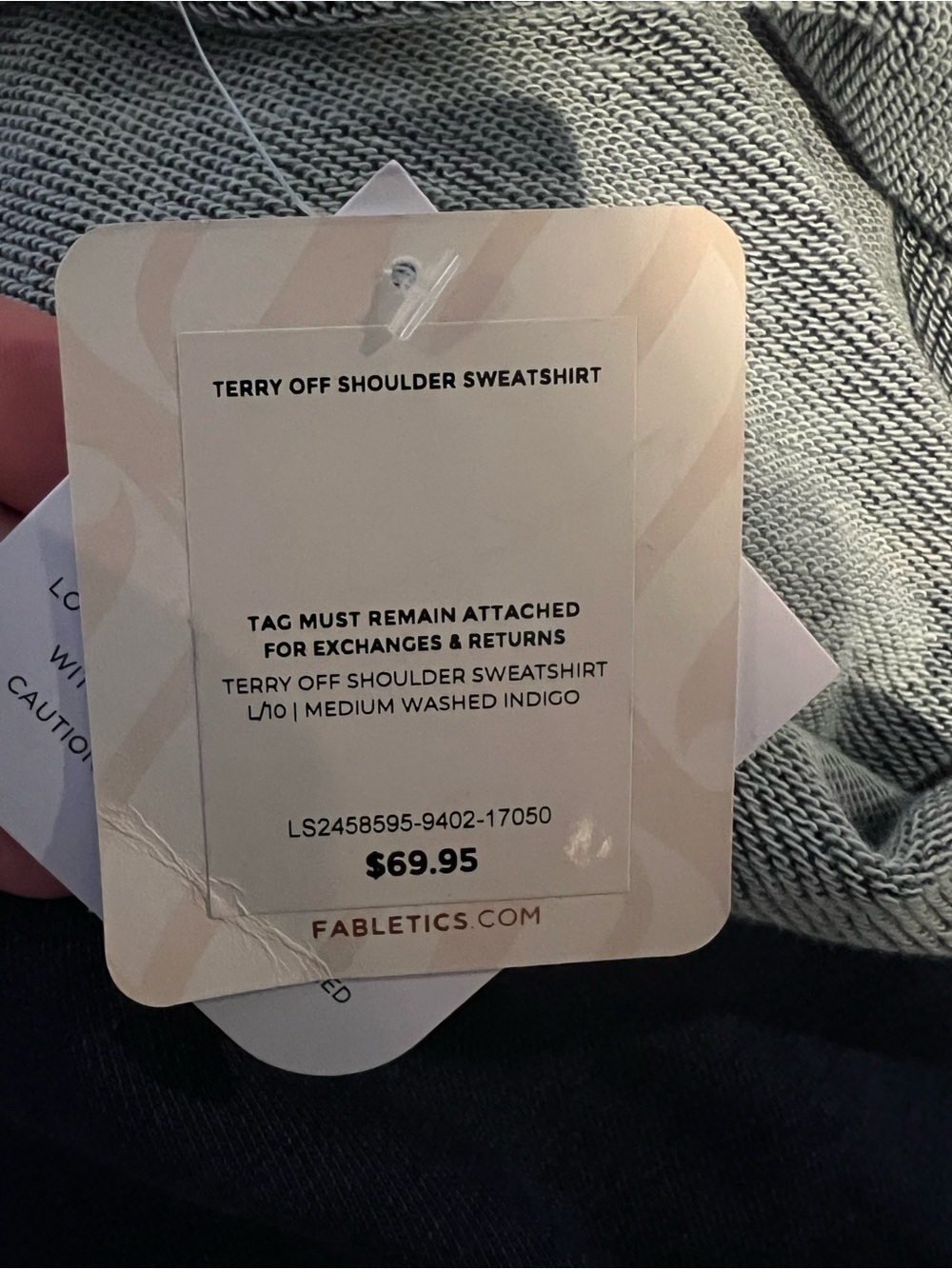 NWT Fabletics Terry Off Shoulder Sweatshirt Coastal Loungewear Athleisure relax - Picture 6 of 7
